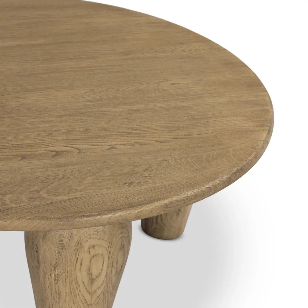 Amina Round Coffee Table - Brown, Oak Wood