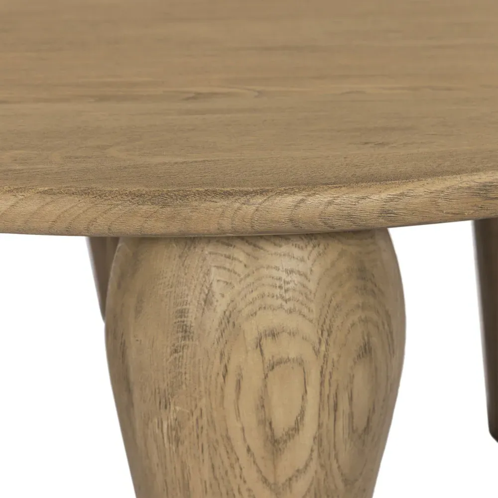 Amina Round Coffee Table - Brown, Oak Wood