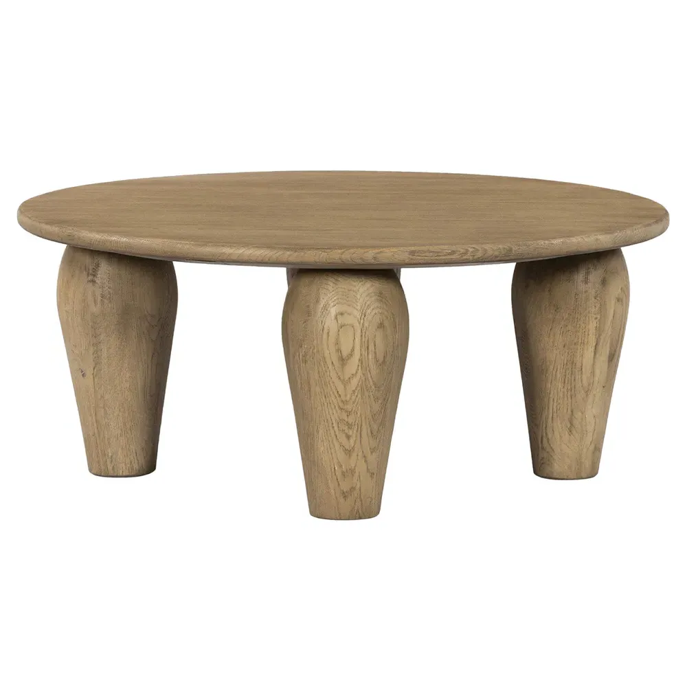 Amina Round Coffee Table - Brown, Oak Wood image