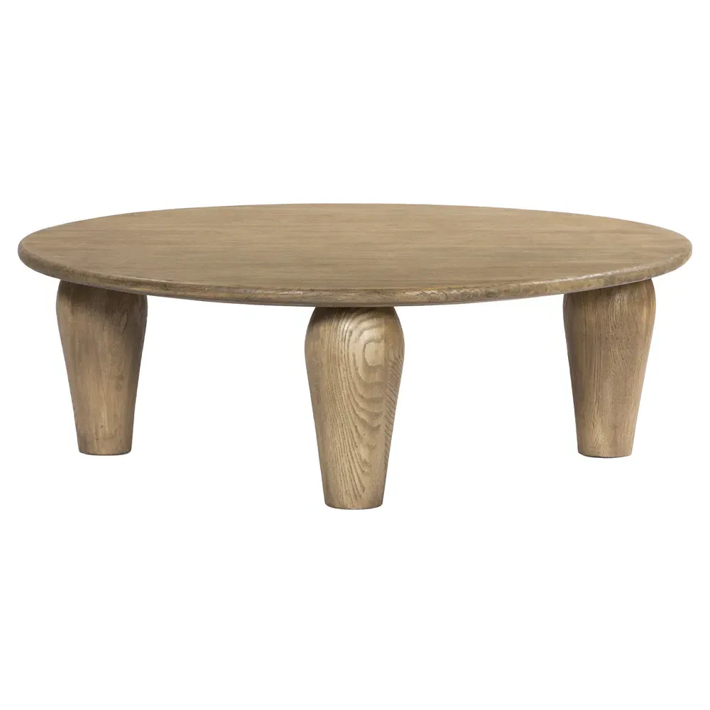 Amina Round Coffee Table - Brown, Oak Wood