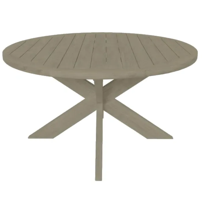 Amina Round Outdoor Dining Table - Brown, Teak