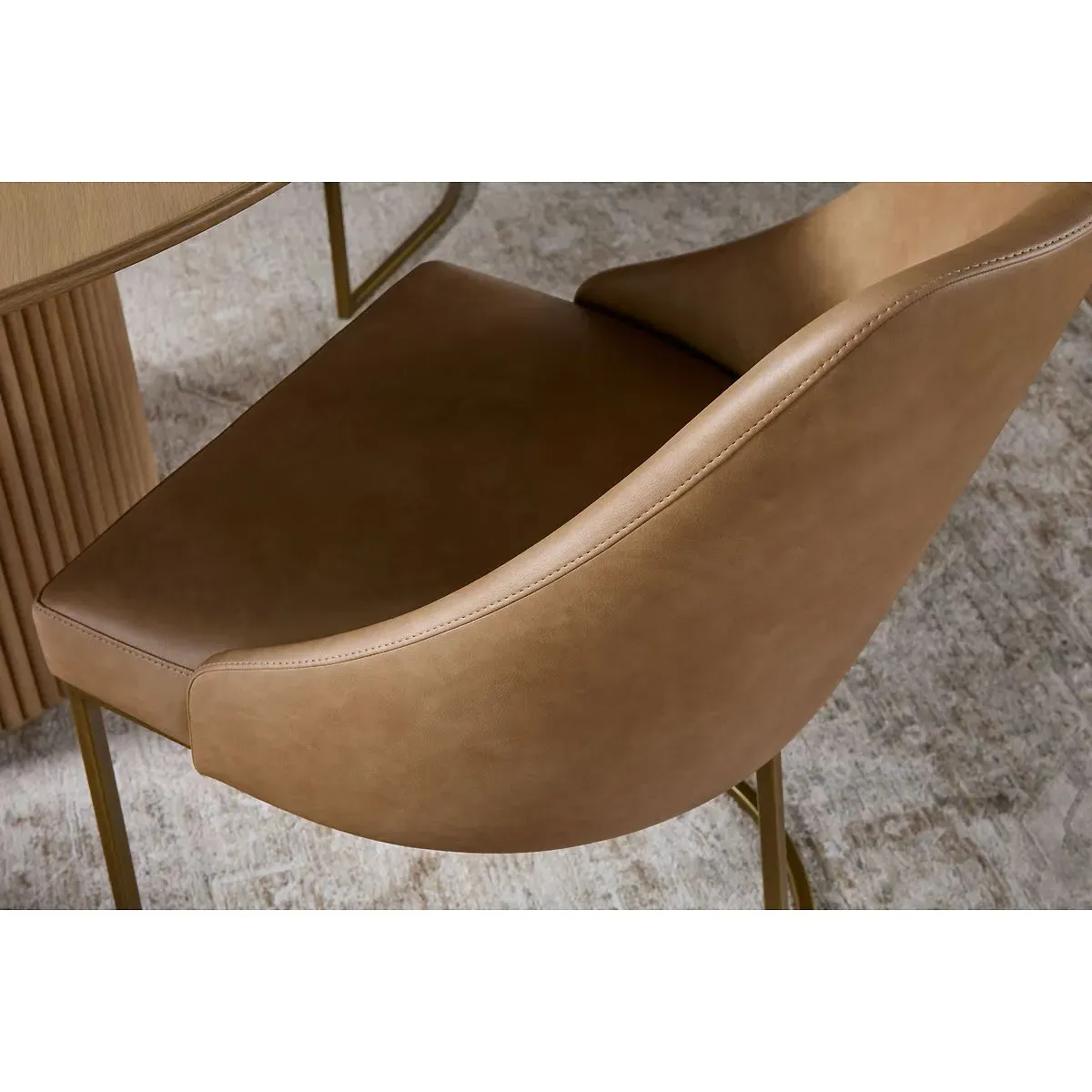 Amir Dining Side Chair Set of 2 - Brown, Vegan Leather