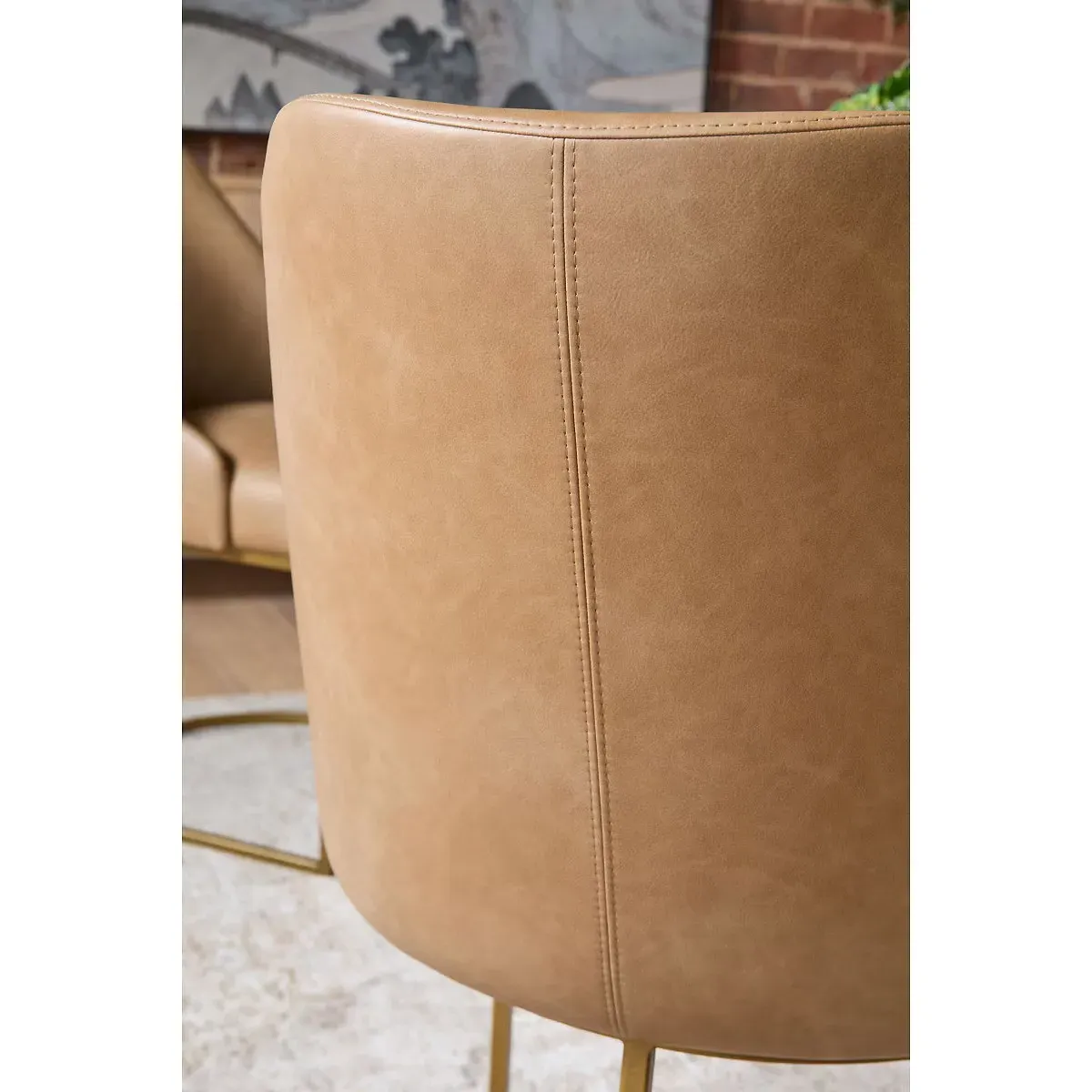 Amir Dining Side Chair Set of 2 - Brown, Vegan Leather