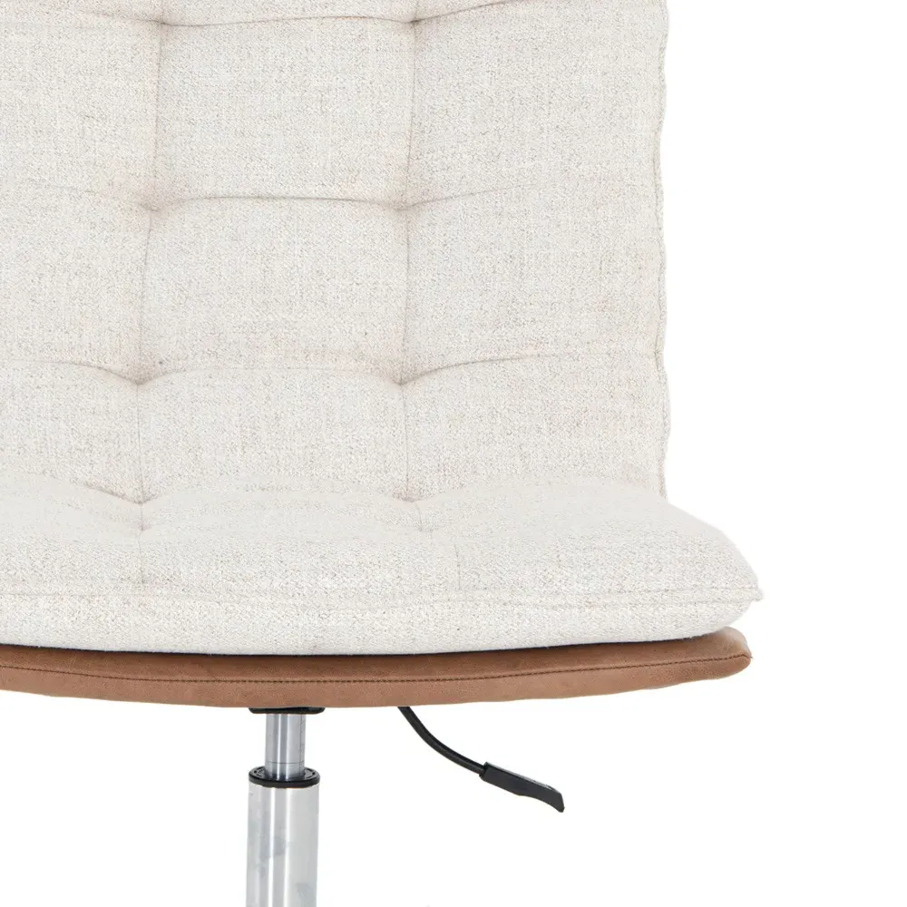 Amir Tufted Rolling Office Chair - Cream, Aluminum