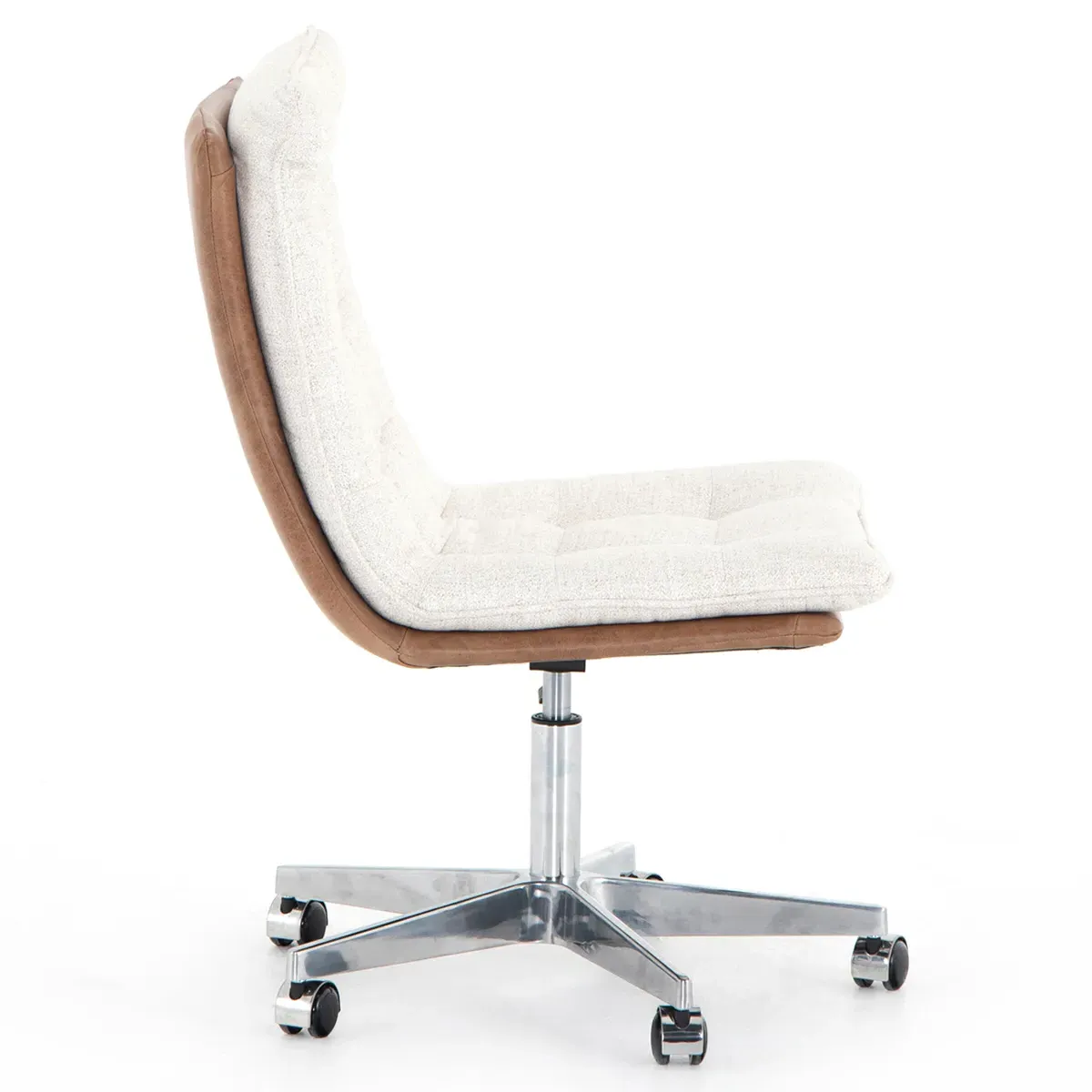 Amir Tufted Rolling Office Chair - Cream, Aluminum