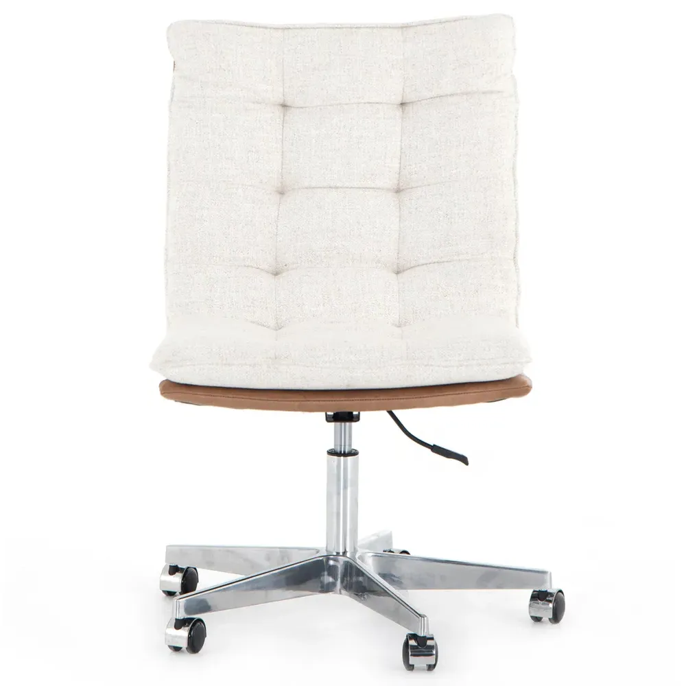 Amir Tufted Rolling Office Chair - Cream, Aluminum image