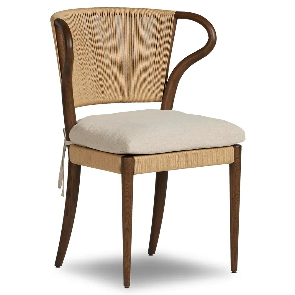 Amira Broadway Dune Armless Dining Chair - Fawn, Oak