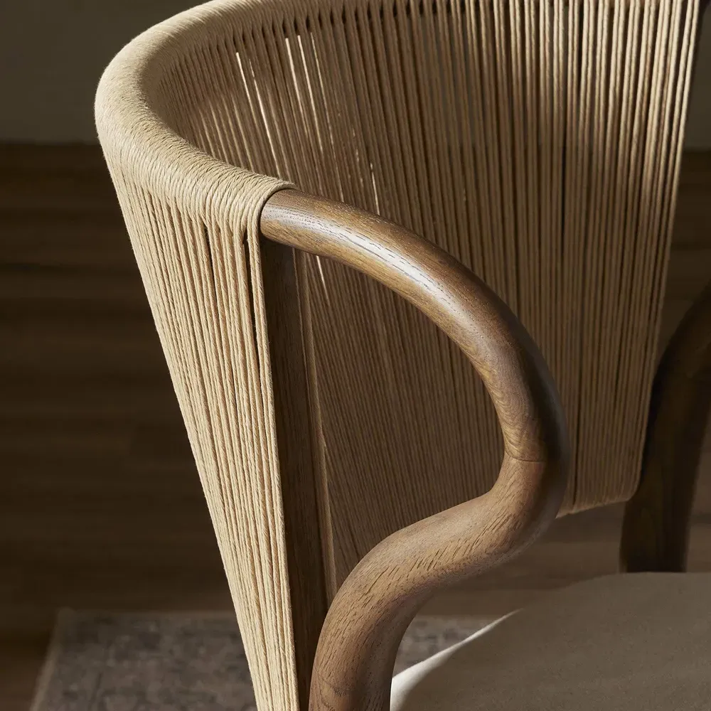 Amira Broadway Dune Armless Dining Chair - Fawn, Oak