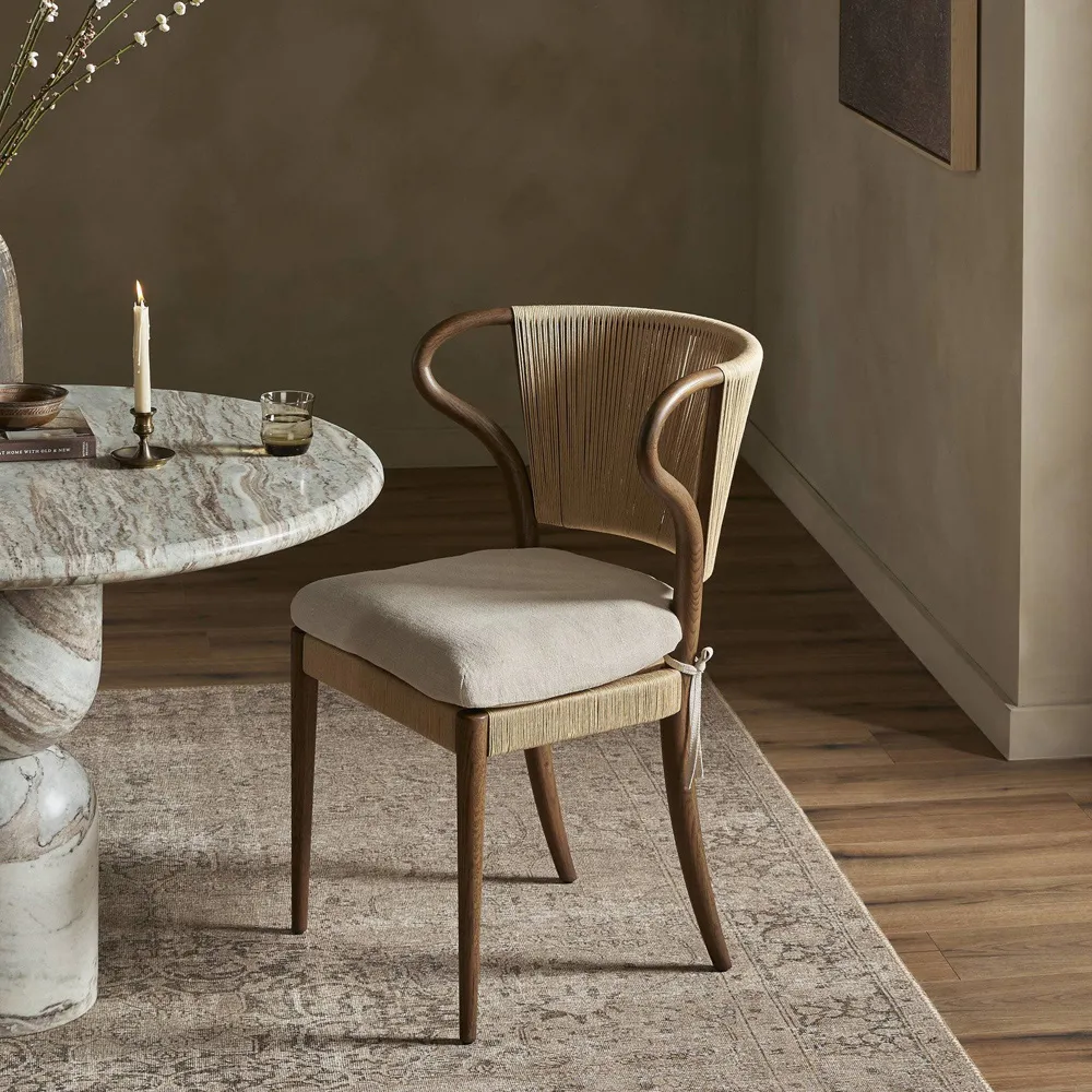 Amira Broadway Dune Armless Dining Chair - Fawn, Oak