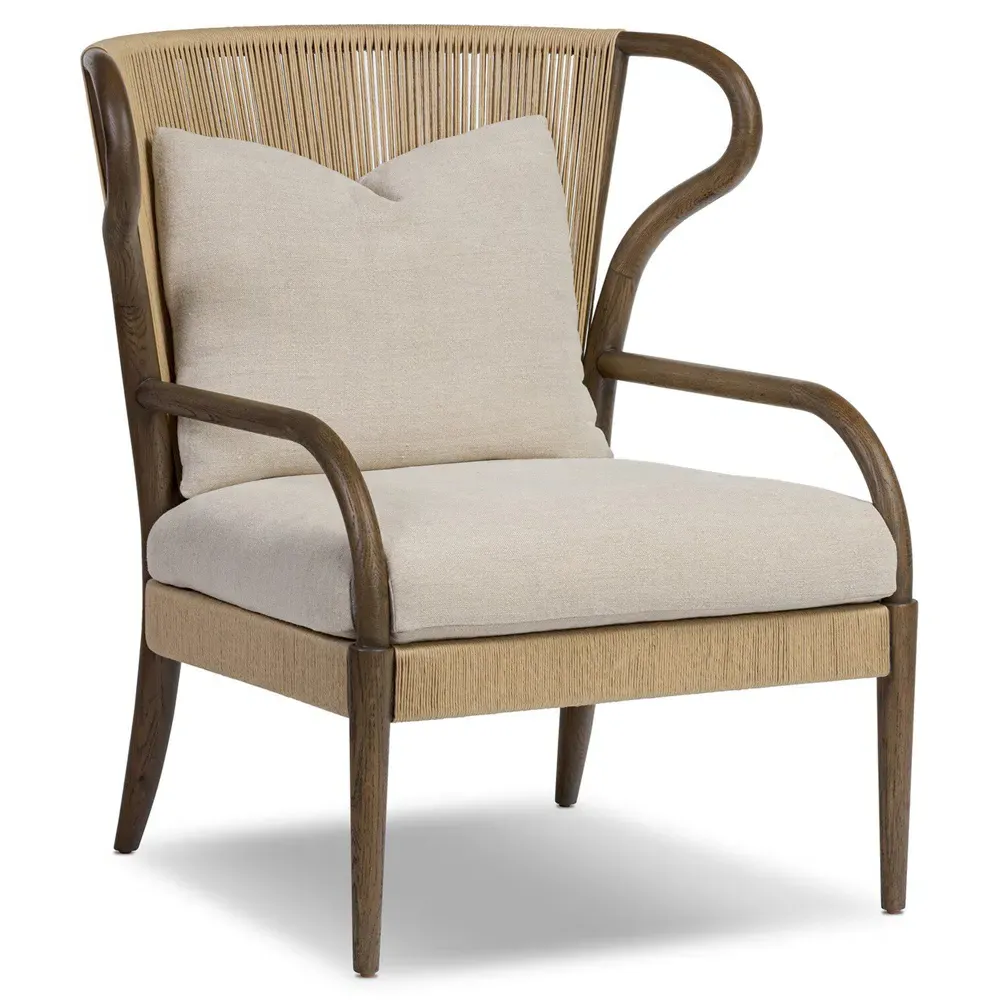 Amira Broadway Dune Linen Chair - Fawn, Oak