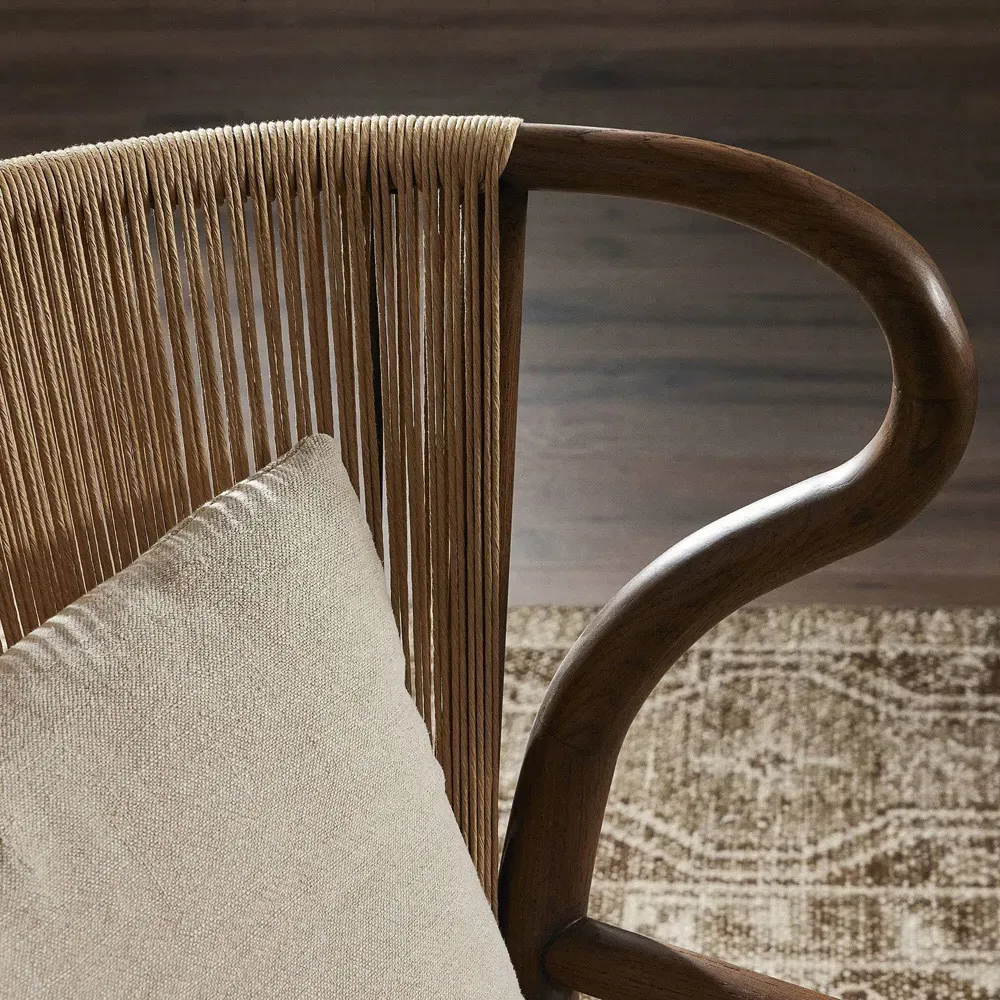 Amira Broadway Dune Linen Chair - Fawn, Oak