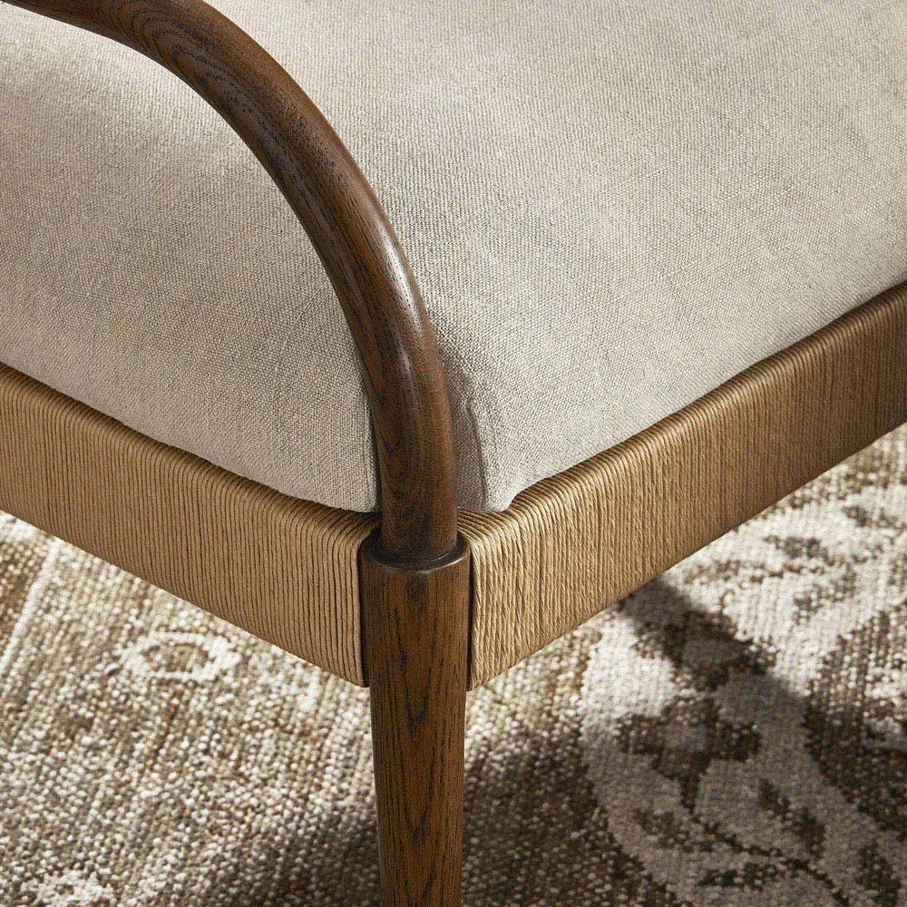 Amira Broadway Dune Linen Chair - Fawn, Oak