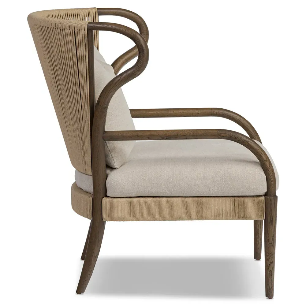 Amira Broadway Dune Linen Chair - Fawn, Oak