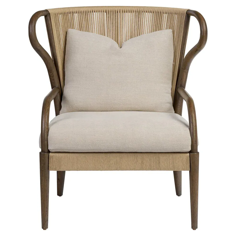 Amira Broadway Dune Linen Chair - Fawn, Oak