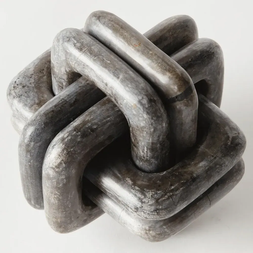 Amira Knot Decorative Sculpture - Grey, Marble