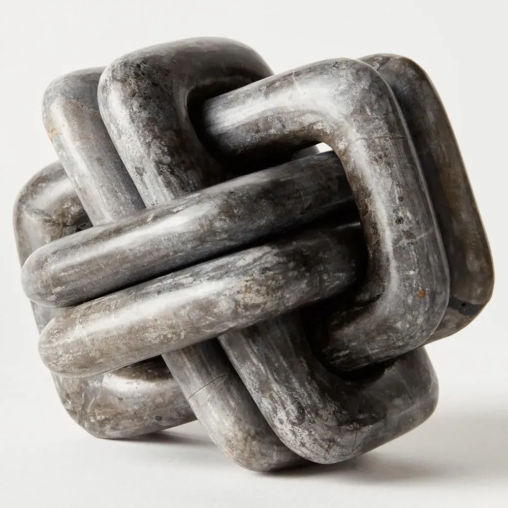 Amira Knot Decorative Sculpture - Grey, Marble