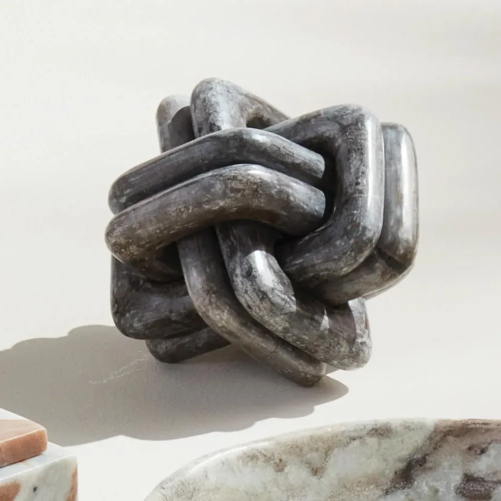 Amira Knot Decorative Sculpture - Grey, Marble