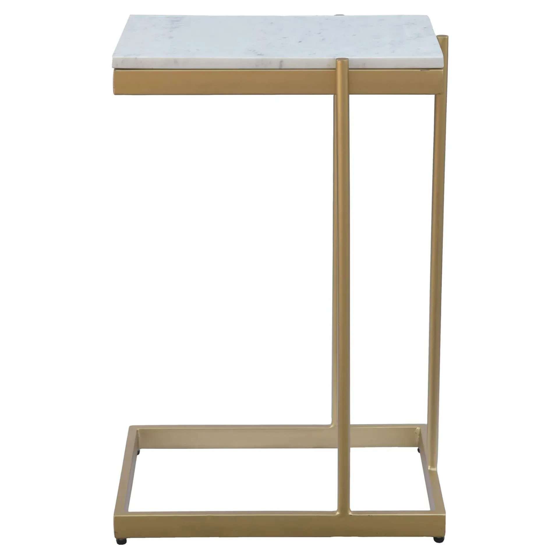 Amirah Rectangular C Side Table - White, Marble image