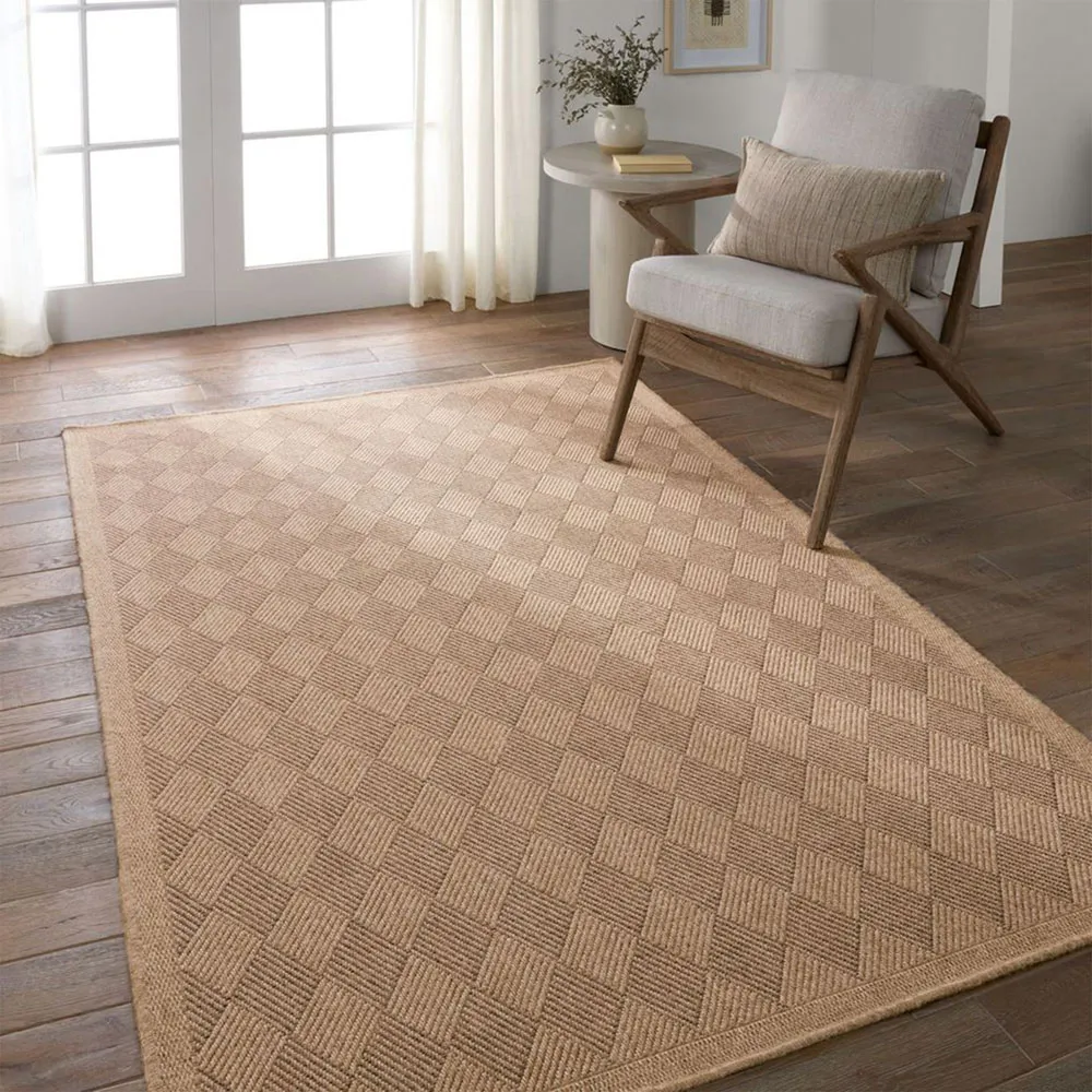 Ammar Diamond Patterned Indoor Outdoor Rug - Brown, Polypropylene