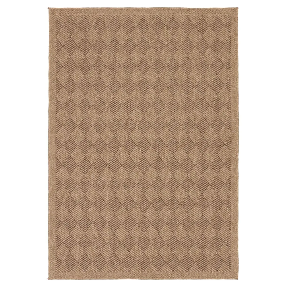 Ammar Diamond Patterned Indoor Outdoor Rug - Brown, Polypropylene