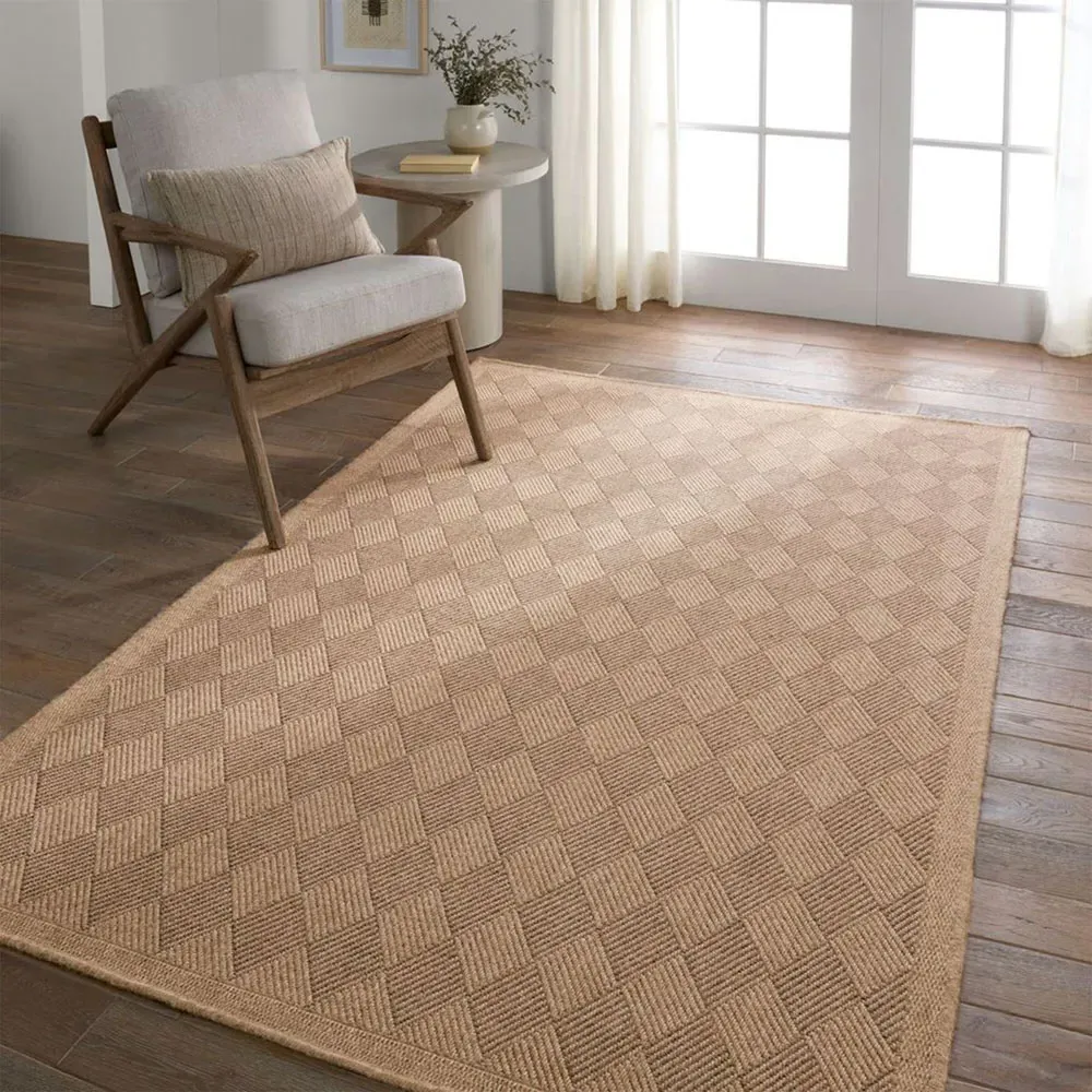 Ammar Diamond Patterned Indoor Outdoor Rug Sample - Brown