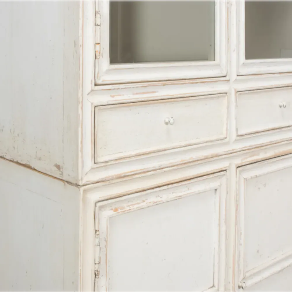 Amore Glass Door Display Case - White, Pine