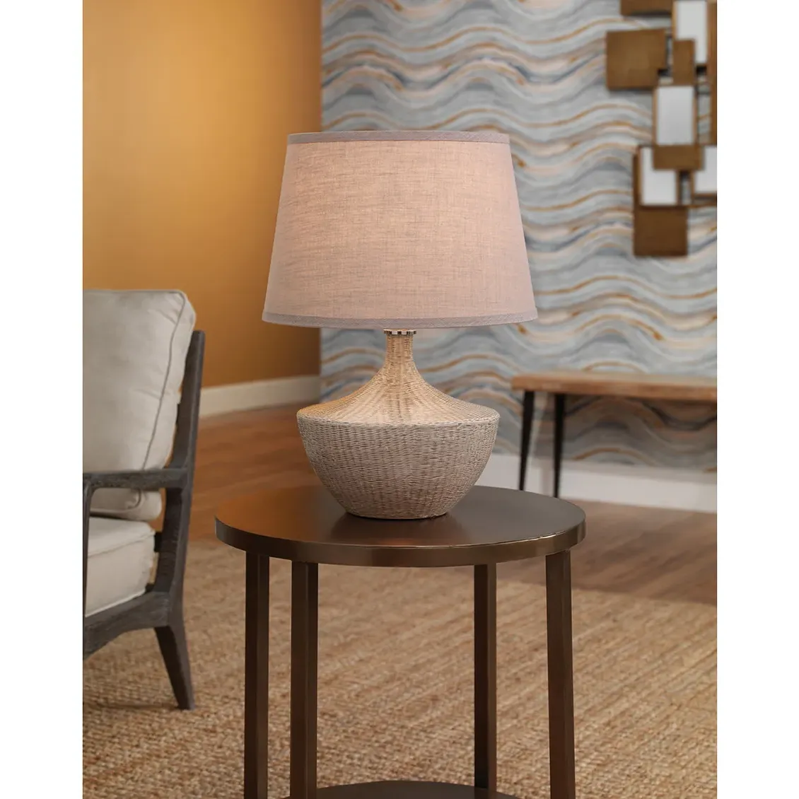 Amy Ceramic Table Lamp - Beige, Linen
