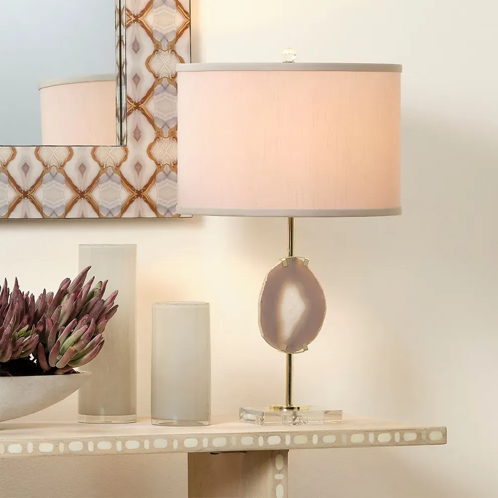 Ana Coastal Brass Agate Stone Accent Table Lamp - Purple