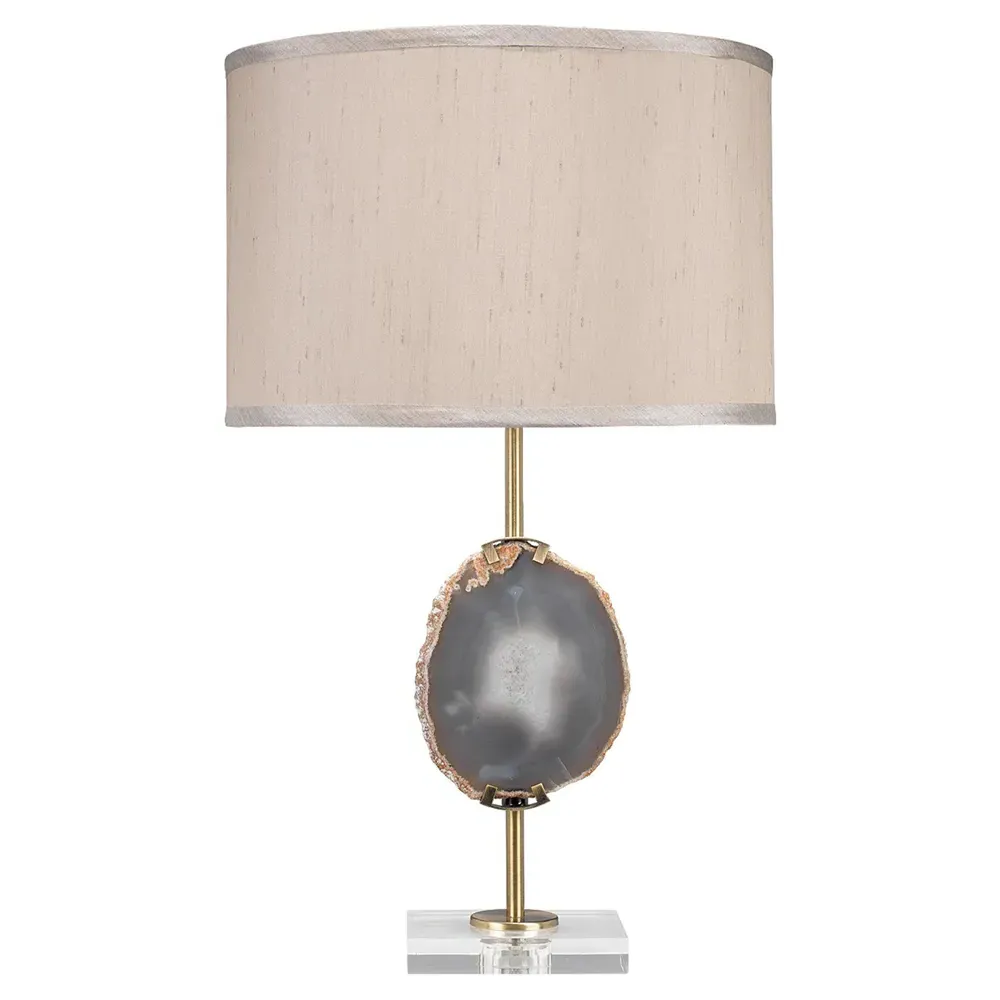 Ana Coastal Brass Agate Stone Accent Table Lamp - Purple image