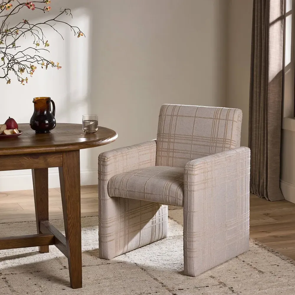 Anais Dining Arm Chair - Cream, Performance Fabric