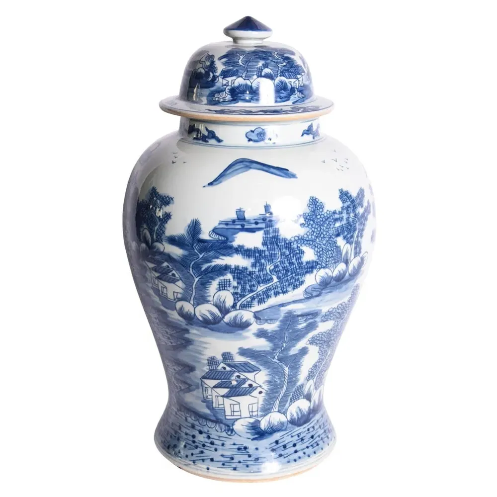 Analyn Decorative Ginger Jar - Blue, Porcelain