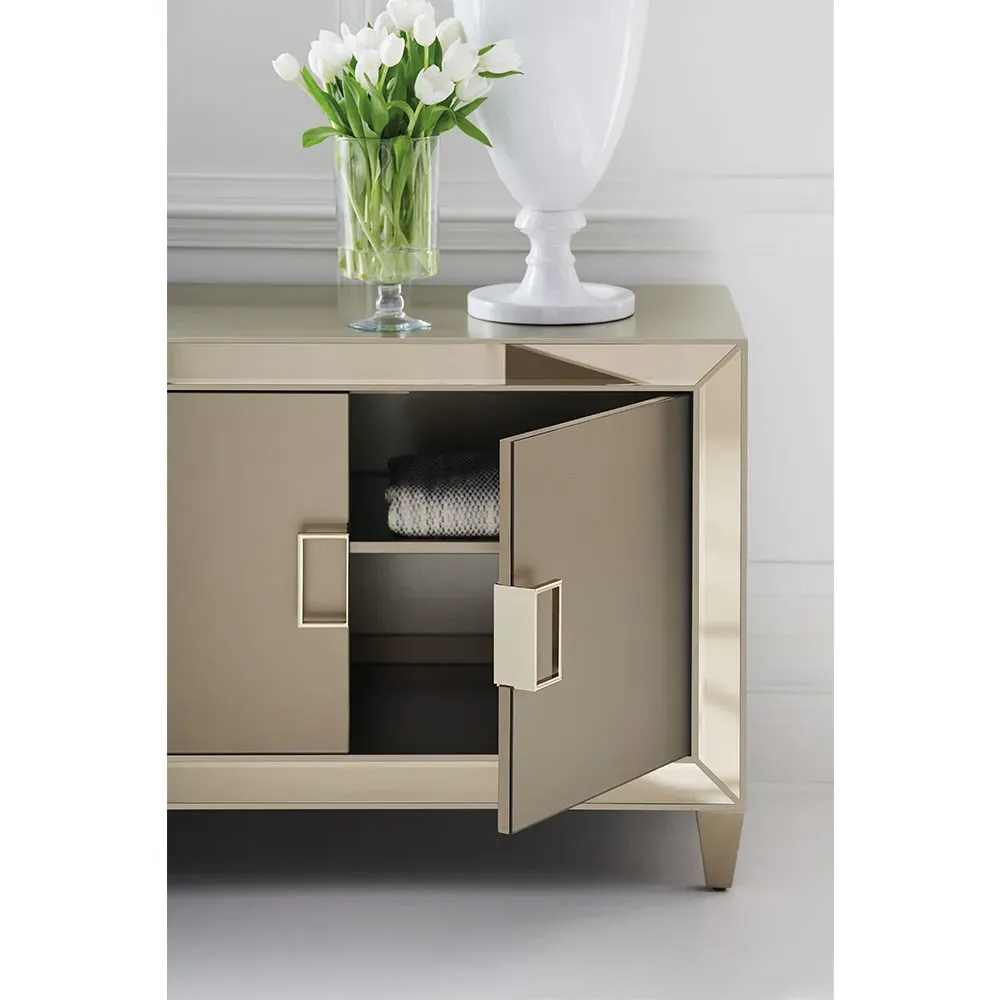 Anastasia Media Cabinet - Golden Shimmer, Birch Wood