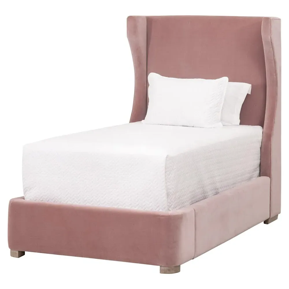 Anastasia Twin Wingback Bed - Pink, Oak