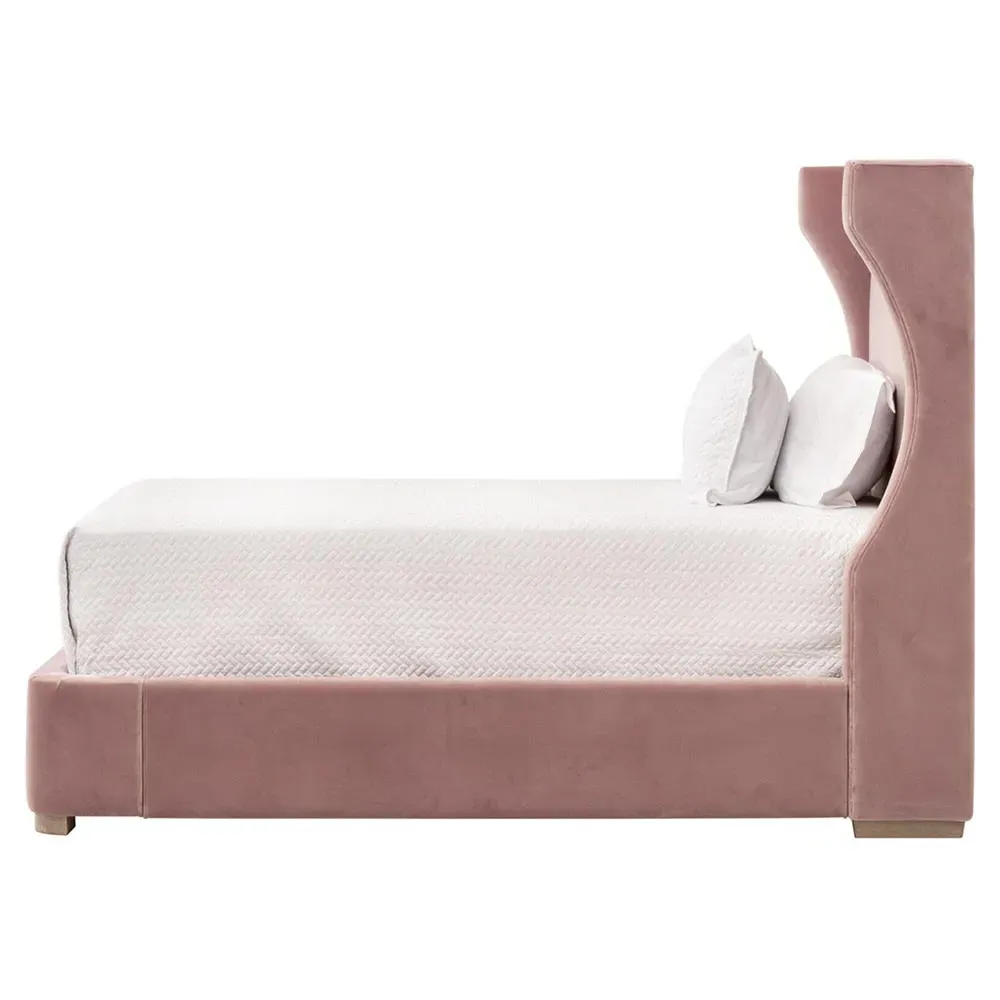 Anastasia Twin Wingback Bed - Pink, Oak