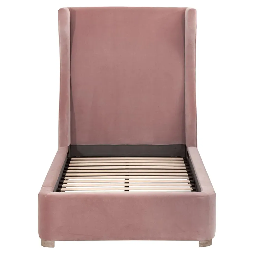 Anastasia Twin Wingback Bed - Pink, Oak