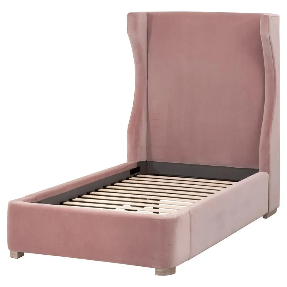 Anastasia Twin Wingback Bed - Pink, Oak