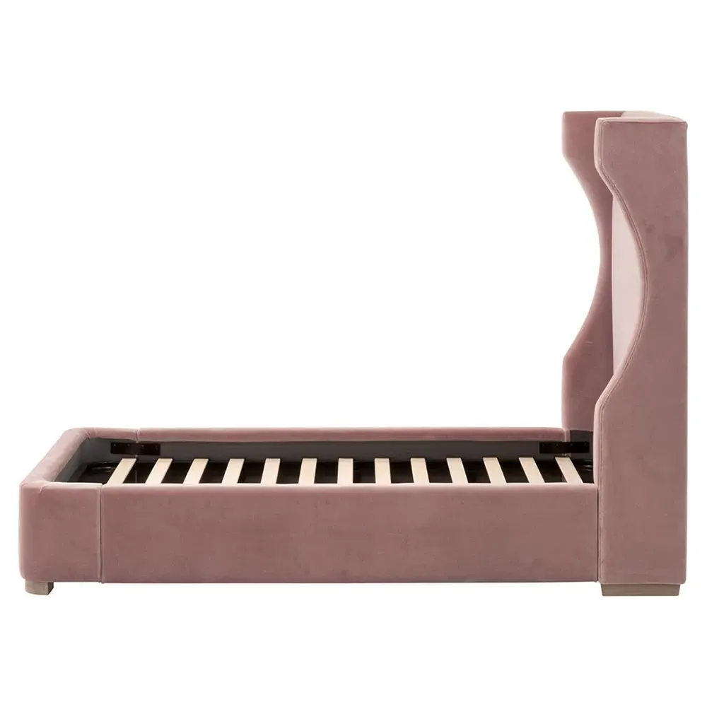 Anastasia Twin Wingback Bed - Pink, Oak