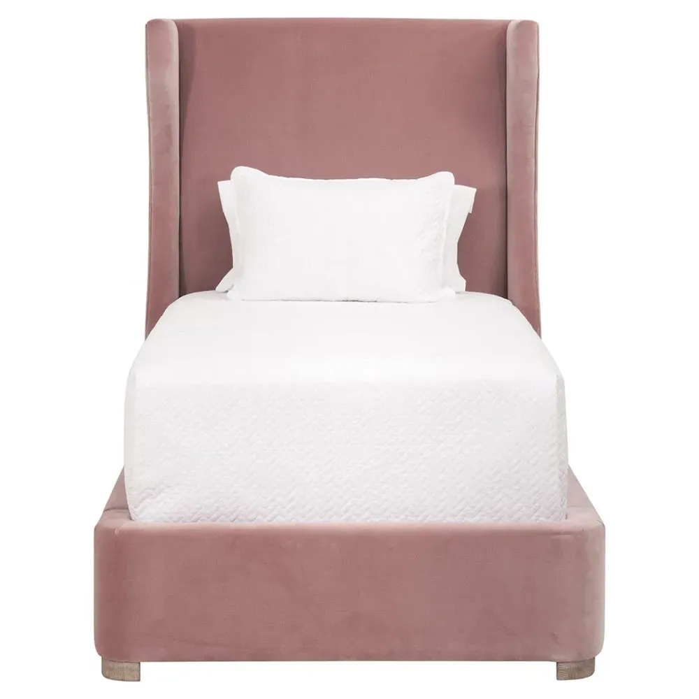 Anastasia Twin Wingback Bed - Pink, Oak