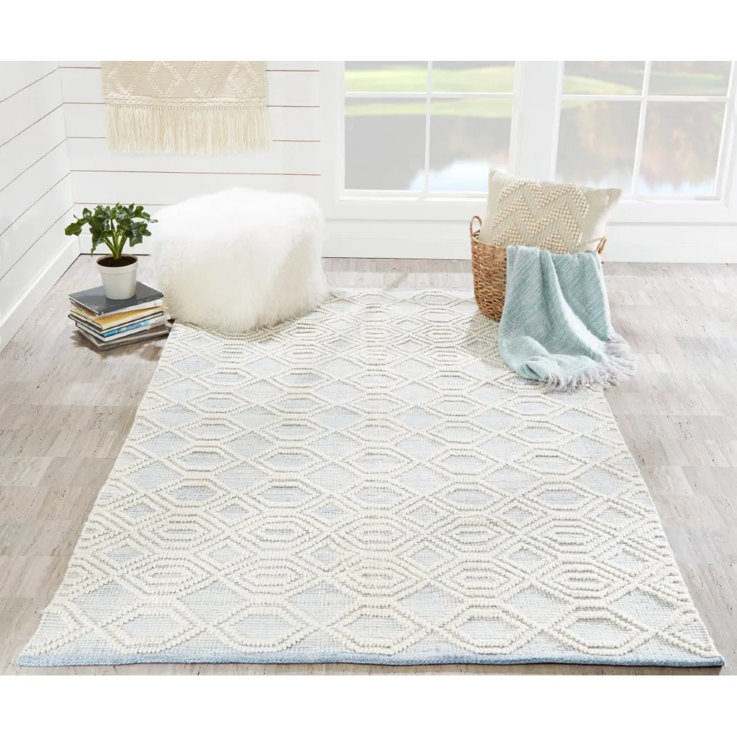 Anaya Hand Woven Geometric Indoor Outdoor Rug - Light Blue