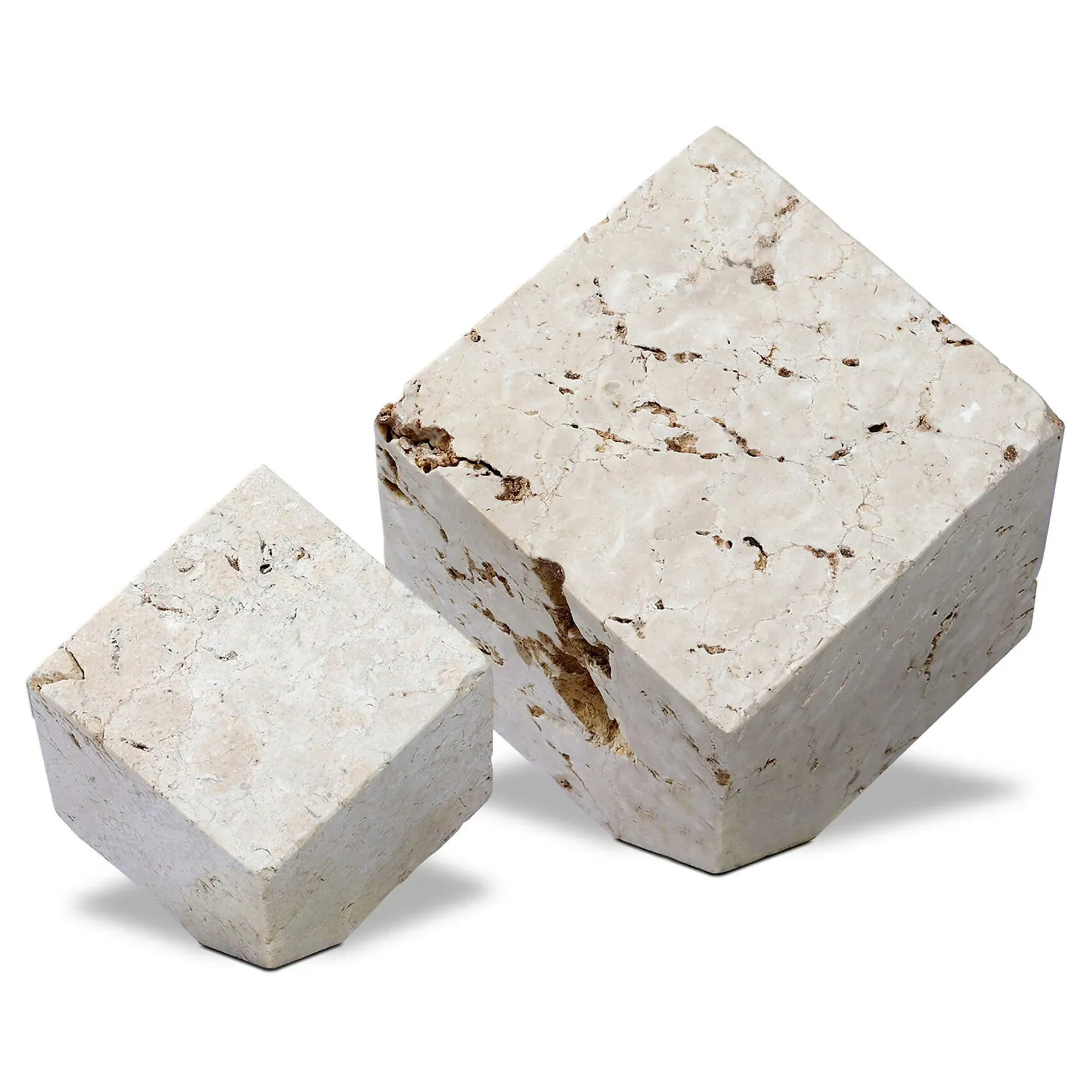Anders Cube Sculpture Set of 2 - White, Travertine