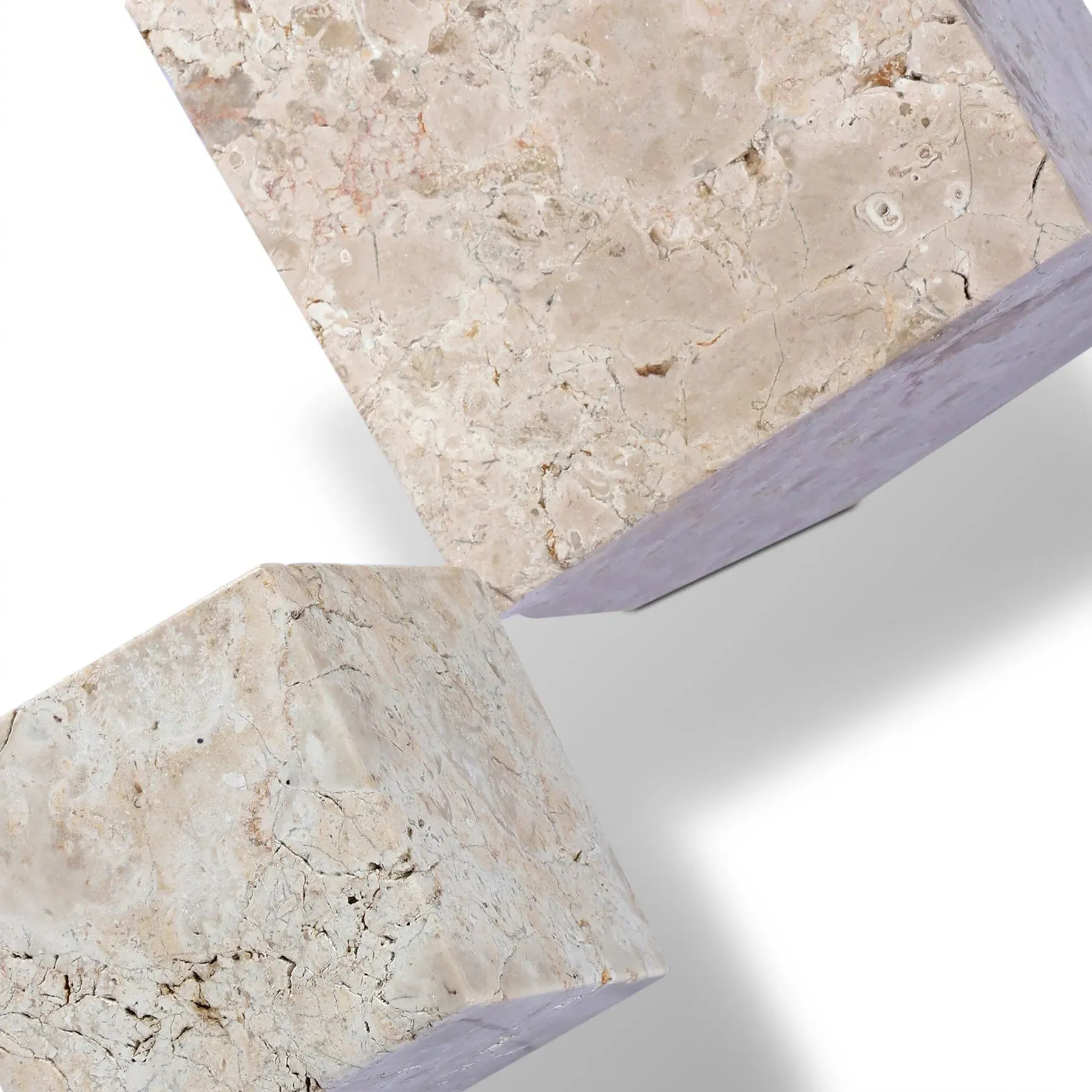 Anders Cube Sculpture Set of 2 - White, Travertine