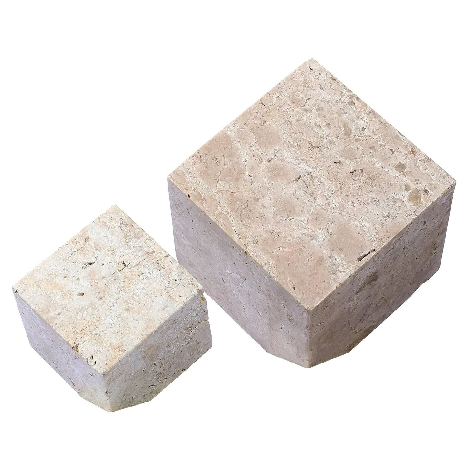 Anders Cube Sculpture Set of 2 - White, Travertine image
