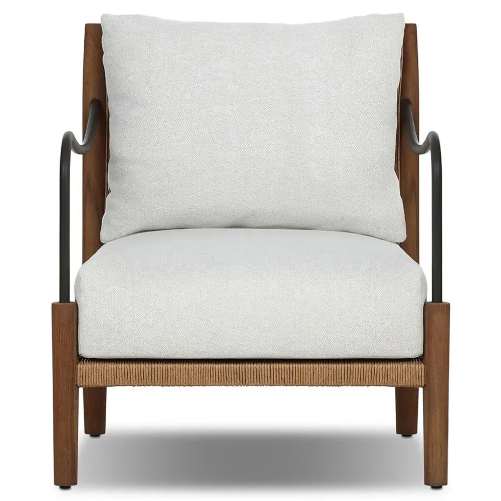 Andover Alessi Linen Outdoor Chair - White, Teak