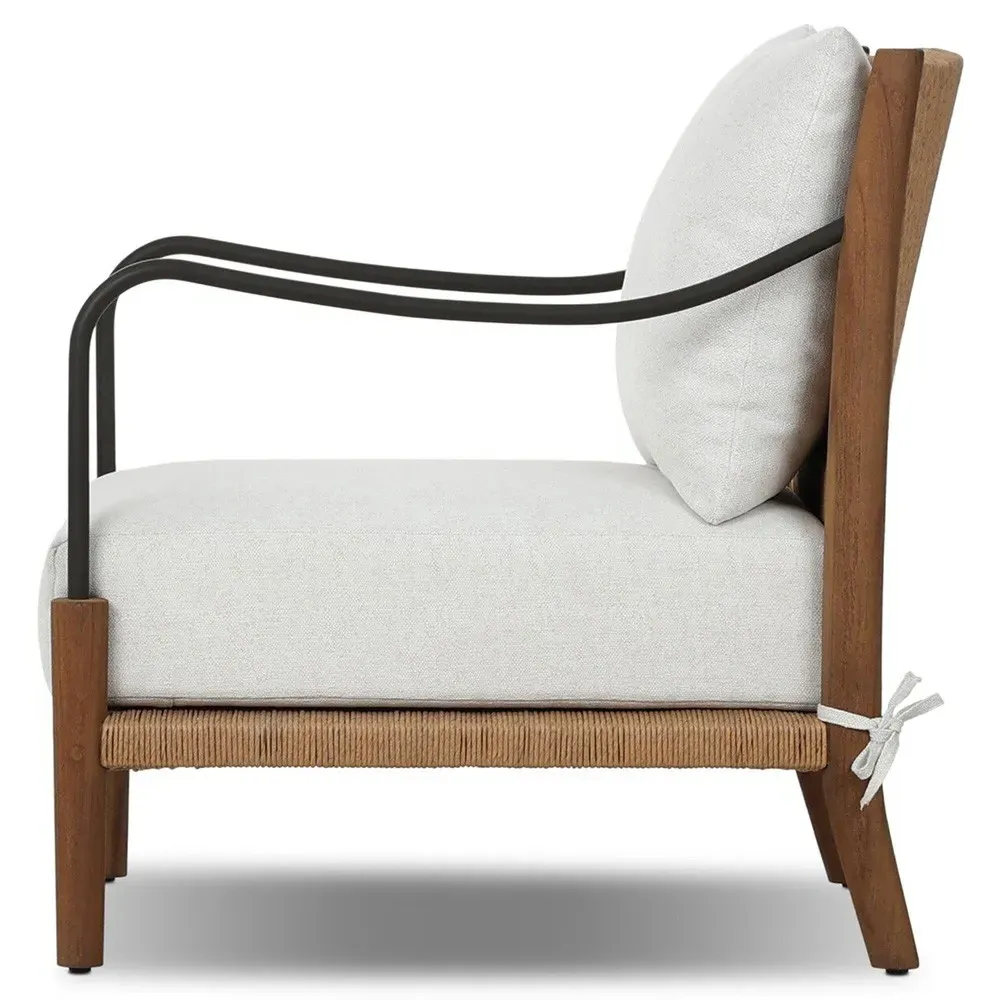 Andover Alessi Linen Outdoor Chair - White, Teak