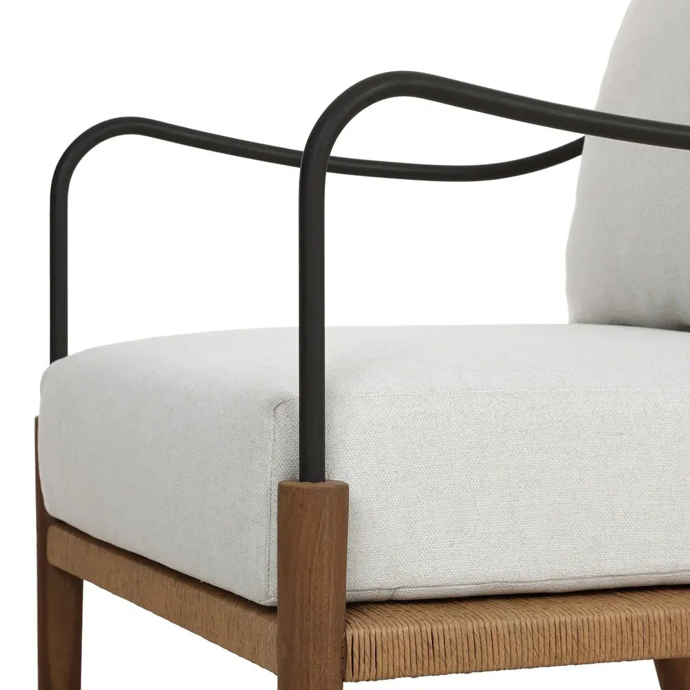 Andover Alessi Linen Outdoor Chair - White, Teak