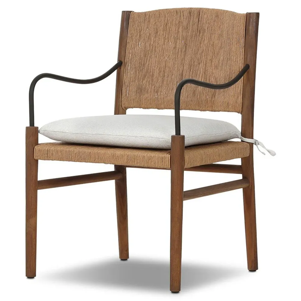 Andover Alessi Linen Outdoor Dining Chair - Brown, Teak
