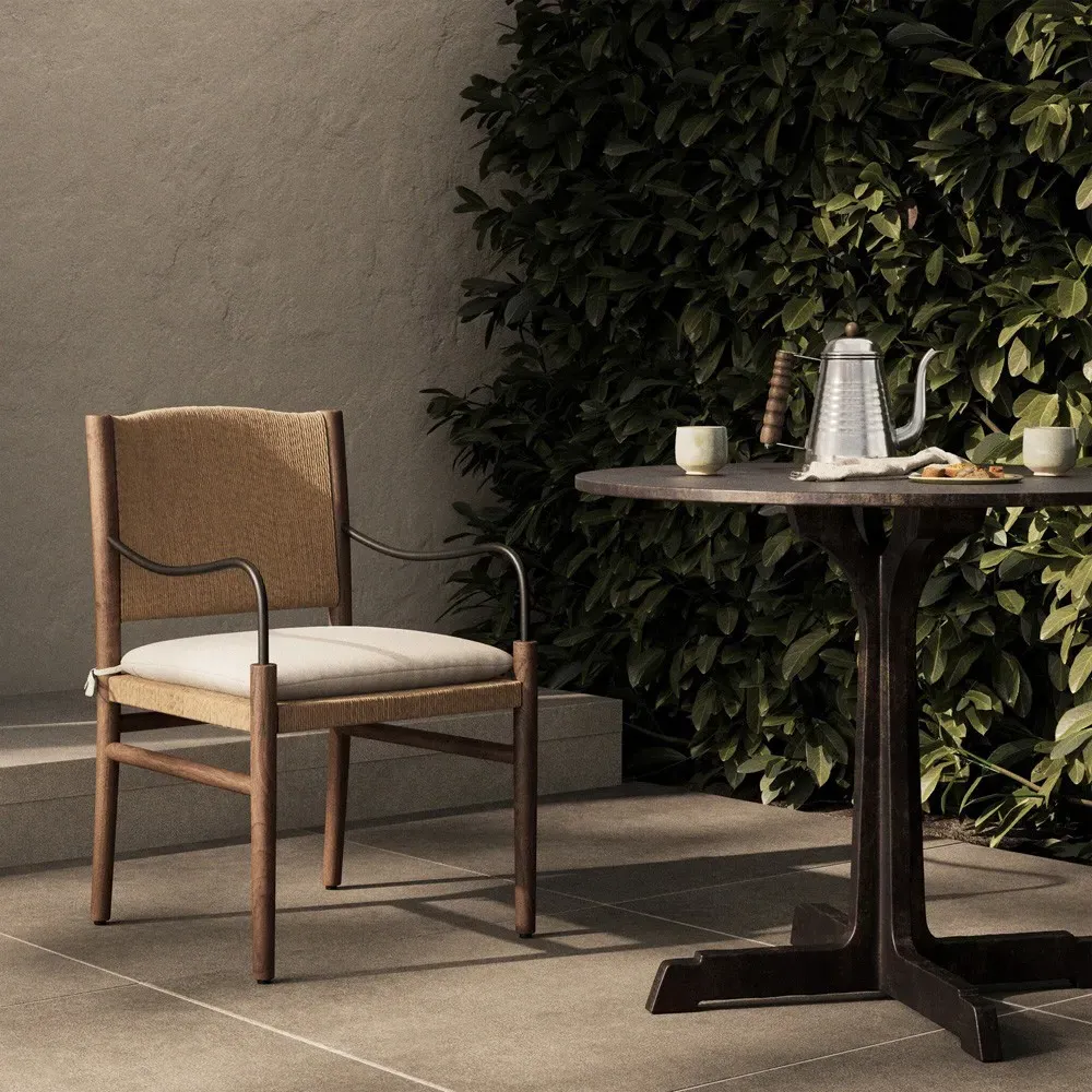 Andover Alessi Linen Outdoor Dining Chair - Brown, Teak