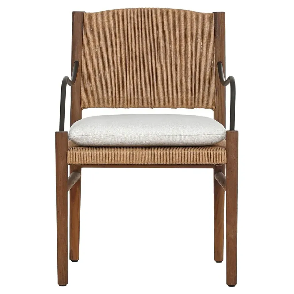 Andover Alessi Linen Outdoor Dining Chair - Brown, Teak image