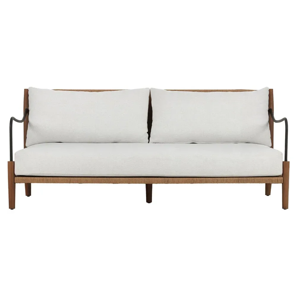 Andover Alessi Linen Outdoor Sofa - White, Teak