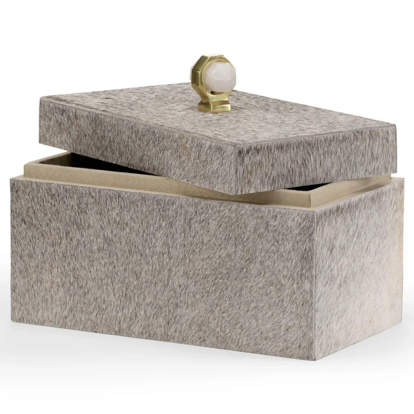 Andre Decorative Box - Grey, Hair On Hide